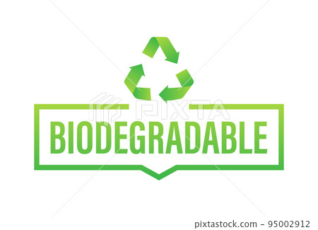 Biodegradable recyclable label. Bio recycling. Eco friendly product. Vector stock illustration. Biodegradable recyclable label. Bio recycling. Eco friendly product. Vector stock illustration. 95002912