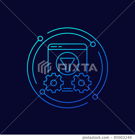 Data filtering icon, line vector Data filtering icon, line vector 95003240