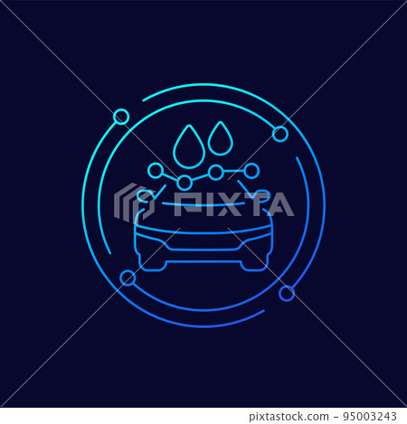 fuel consumption line icon with a car, vector fuel consumption line icon with a car, vector 95003243