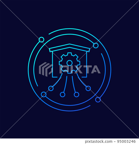 warehouse, distribution and logistics line icon 95003246