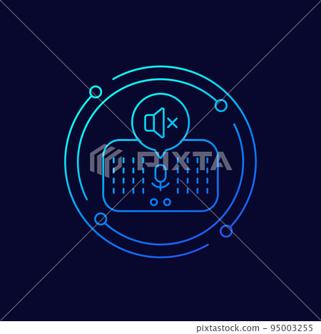 Smart speaker, sound off line vector icon 95003255