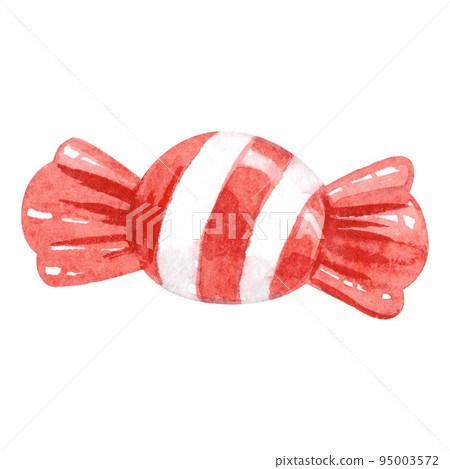 Watercolor red candy. Caramel in a wrapper 95003572