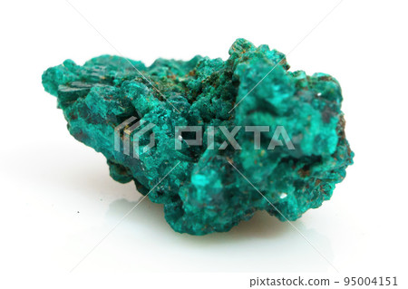 Natural natural stone green dioptase on a white background 95004151