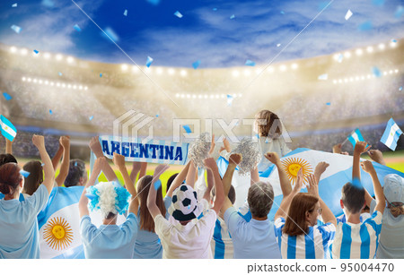 Argentina football team supporter on stadium. Argentina football team supporter on stadium. 95004470