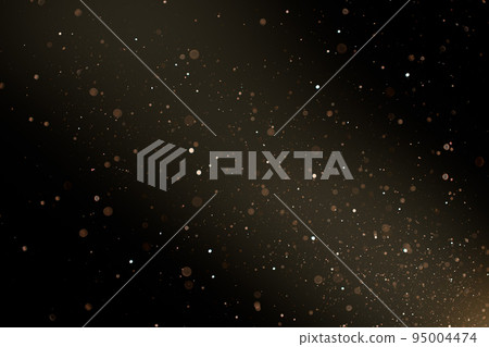 Natural organic dust particles floating on a sunbeam on black background. Glittering sparkling flickering in space 3D illustration. 95004474