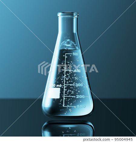 Glass chemistry lab equipment on blue background. Chemistry Lab concept. 3d Glass chemistry lab equipment on blue background. Chemistry Lab concept. 3d 95004945