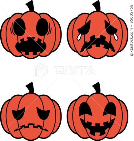 Four facial expressions of Halloween pumpkins 95005758