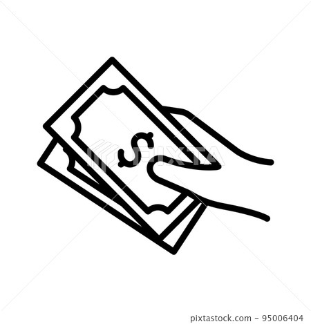 Money hand icon. Payment with money. Pictogram isolated on a white background. 95006404