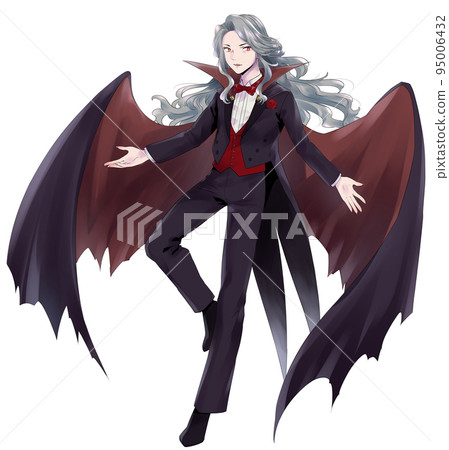 吸血鬼般的長發男人的插圖 吸血鬼般的長發男人的插圖 95006432