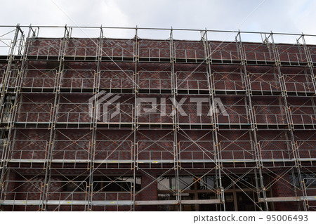 Scaffolding installed at construction site Scaffolding installed at construction site 95006493