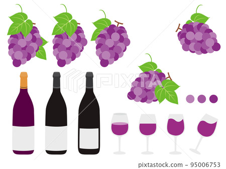 Beaujolais Nouveau_wine and glass_grape_set 95006753