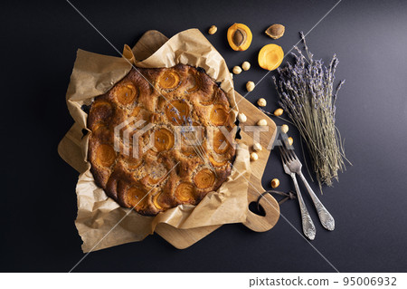 apricot cake with nuts and lavender apricot cake with nuts and lavender 95006932