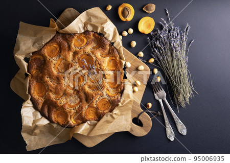 apricot cake with nuts and lavender 95006935
