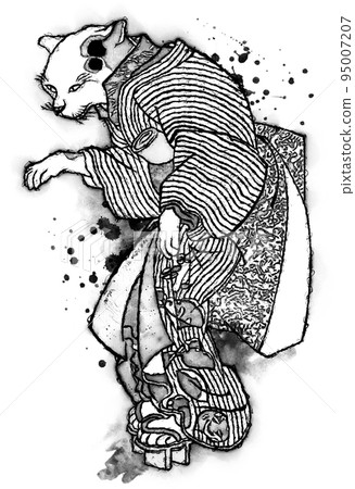 Ukiyo-e Personification of cats Part 25 Ink version 95007207