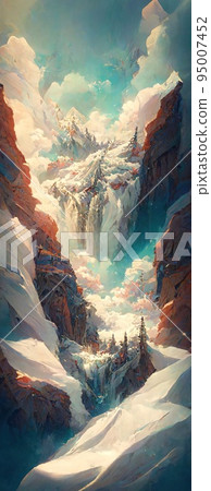 Impressive illustration of a fantastic snowy world 95007452