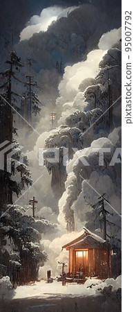 一個夢幻般的雪世界的令人印象深刻的插圖 95007792