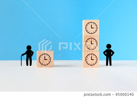 Image of remaining time for the elderly and young people Image of remaining time for the elderly and young people 95008140