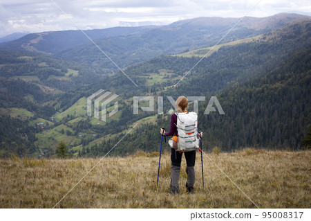 tourist girl at the Carpathians tourist girl at the Carpathians 95008317