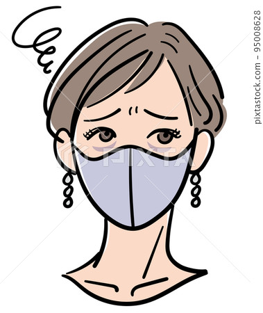 一個戴著面具的女人擔心她眼睛下面的黑眼圈 95008628