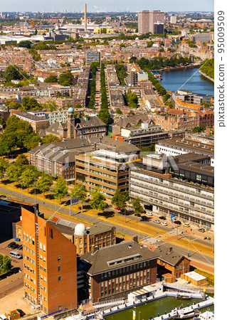 Aerial cityscape of Delfshaven, Rotterdam, Netherlands Aerial cityscape of Delfshaven, Rotterdam, Netherlands 95009509