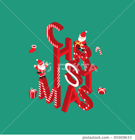 isometric Christmas banner template promotion for advertising with santa isometric Christmas banner template promotion for advertising with santa 95009633