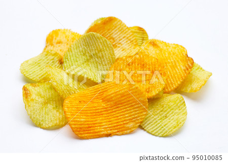 Potato chips on white background. 95010085