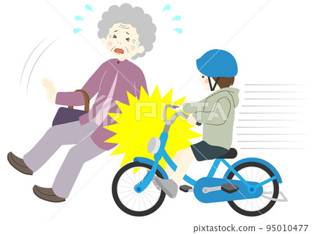 Accident in which a child collides with a grandmother on a bicycle Accident in which a child collides with a grandmother on a bicycle 95010477