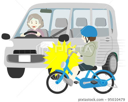 Accident in which a child hits a car on a bicycle 95010479