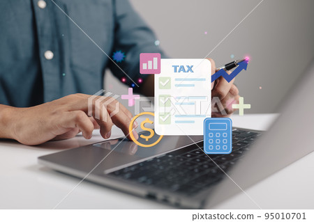Tax payment and business tax concepts, as well as a tax calculator and form. Tax payment and business tax concepts, as well as a tax calculator and form. 95010701