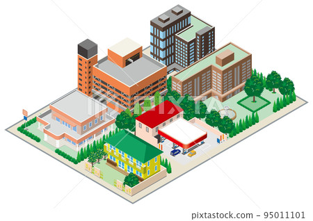 城市景觀的三維視圖。 95011101