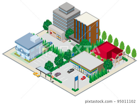 Three-dimensional view of the townscape. Cityscape. 95011102
