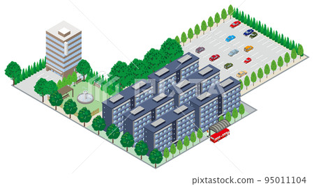 Three-dimensional view of the townscape. Cityscape. 95011104