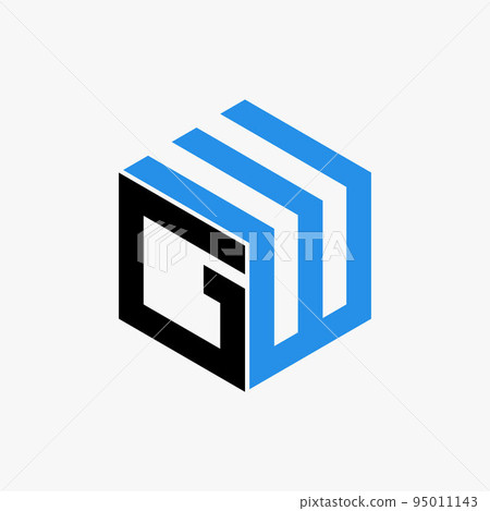 Simple and unique letter or word GW or WG font with line cut on hexagon image graphic icon logo design abstract concept vector stock. Can be used as symbol related to sport or fitness gym 95011143