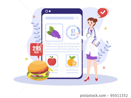 Nutrition Store with Dietary Supplement of Vitamins and Minerals such as Fresh Fruit or Vegetables Template Hand Drawn Cartoon Flat Illustration 95011352