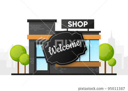 Welcome to Store. Grand opening concept. Vector... - Stock Illustration ...