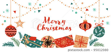 Illustration of Christmas ornaments and presents 95012080