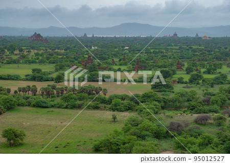 Distant view of Buddhist ruins in Bagan, the ancient capital of Myanmar Distant view of Buddhist ruins in Bagan, the ancient capital of Myanmar 95012527
