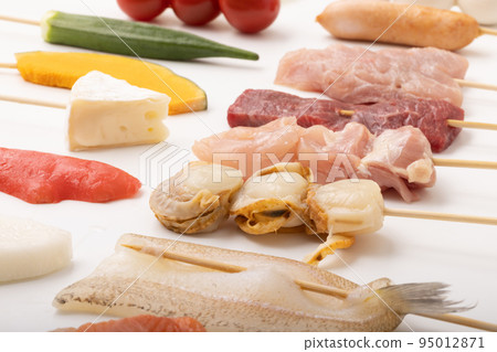 Assorted ingredients for kushikatsu Assorted ingredients for kushikatsu 95012871