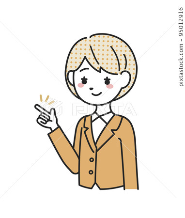 一個穿著西裝的女人指著解釋 一個穿著西裝的女人指著解釋 95012916