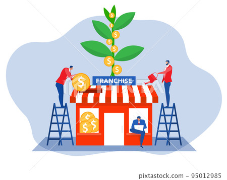 man water growth plants  with Real estate business Franchise shop business SME ,strategy of financial marketing planning for investment vector illustrator 95012985