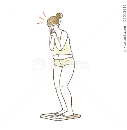 Obese woman happy to get on scale Obese woman happy to get on scale 95013111