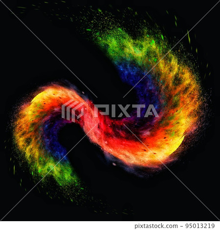 Abstract background of colorful smoke swirling in the dark Abstract background of colorful smoke swirling in the dark 95013219