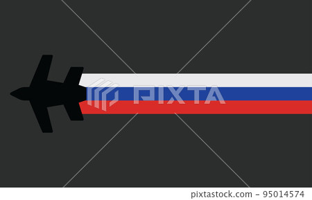 Plane with the Russian flag. The background icon plane black Plane with the Russian flag. The background icon plane black 95014574