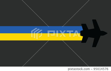 Plane with the Ukraine flag. The background icon plane black Plane with the Ukraine flag. The background icon plane black 95014576