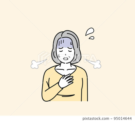 中年婦女呼吸困難、呼吸困難、氣胸、哮喘、呼吸困難、症狀、插圖 中年婦女呼吸困難、呼吸困難、氣胸、哮喘、呼吸困難、症狀、插圖 95014644