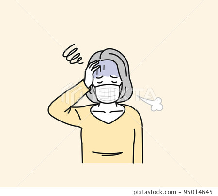 中年婦女感冒、發燒、電暈症狀,插圖 中年婦女感冒、發燒、電暈症狀,插圖 95014645