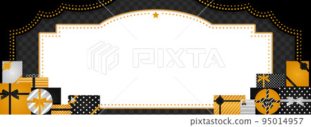 舊劇院式框架/背景材料一堆禮物/黑色(橫幅水平) 舊劇院式框架/背景材料一堆禮物/黑色(橫幅水平) 95014957