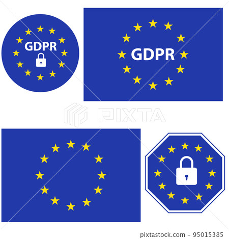 General Data Protection Regulation (GDPR). Euro Security Lock icons. flat style. 95015385