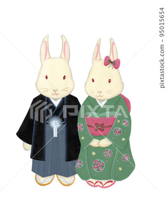 兔子新年賀卡材料兔子夫婦 兔子新年賀卡材料兔子夫婦 95015654