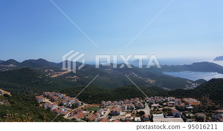 Panorama Seyirlik at Turkey. Kas is a tourism paradise at the foot of the Taurus Mountains of the Mediterranean. Panorama Seyirlik at Turkey. Kas is a tourism paradise at the foot of the Taurus Mountains of the Mediterranean. 95016211